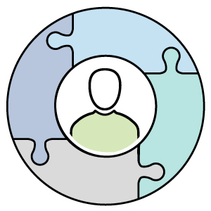 abstract line-art icon of circle representing mental wellness.